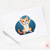 幸せなトラ柄の子猫 ラウンドシール (封筒)