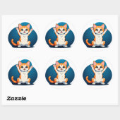 幸せなトラ柄の子猫 ラウンドシール (シート)