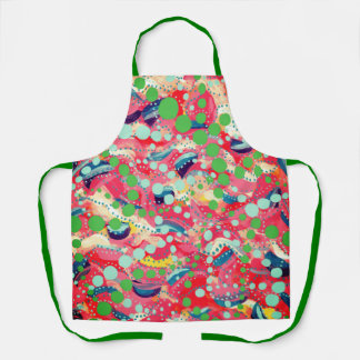 幸せなドットとよくはしゃぐシェイプ エプロン