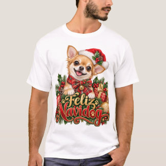 幸せなナビドッグ チワワ クリスマスTシャツ Tシャツ