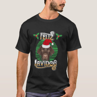 幸せなナビドッグ ラブラドール・レトリバー 犬 サンタ クリスマスのおもしろTシャツ Tシャツ