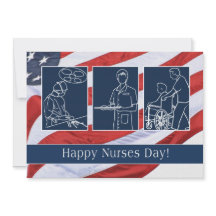 幸せなナースの日。アメリカ愛国的カスタムなフラットカード