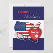 幸せなナースの日。アメリカ愛国的フラットカード サンキューカード (正面)
