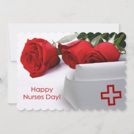 幸せなナースの日。レッドローズカスタムズフラットカード 招待状