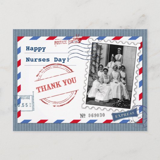 幸せなナースの日。ヴィンテージデザインはがき ポストカード (正面)