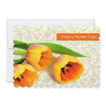 幸せなナースの日。春チューリップフラットカード