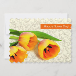 幸せなナースの日。春チューリップフラットカード カード