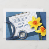 幸せなナースの日。水仙・聴診器カード 招待状 (正面)