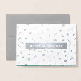 幸せなナースの日。聴診器とデイジー贅沢 箔カード