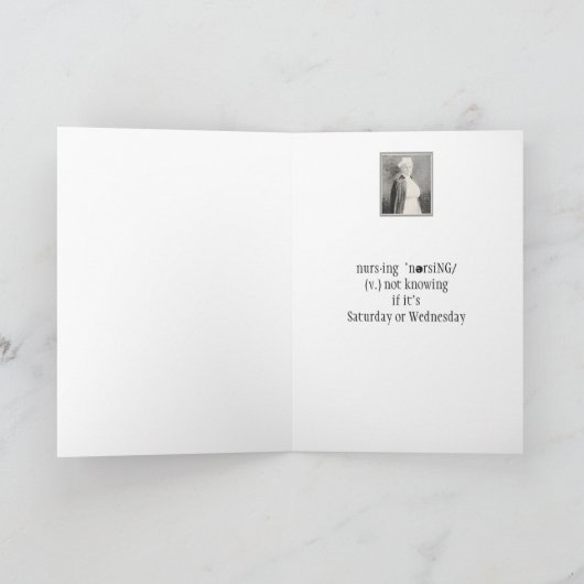 幸せなナース日のおもしろいのヴィンテージのナースの写真 カード (内部)