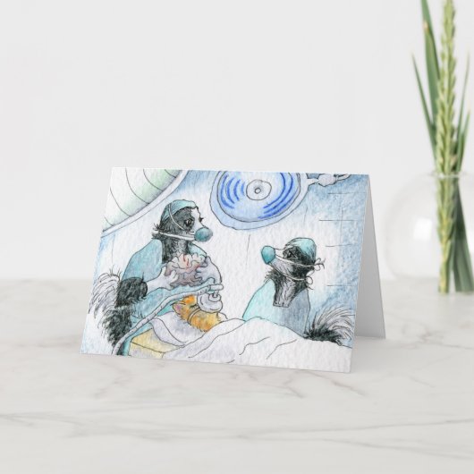 幸せなナース日のナースおよび外科医は犬を梳きます シーズンカード (正面)