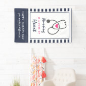 幸せなナース日の灰色のStethescopeのイラストレーション 横断幕 (インサイチュ)