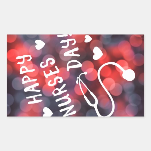 幸せなナース日 長方形シール (正面)