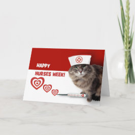 幸せなナース週間。おもしろい子猫 サンキューカード