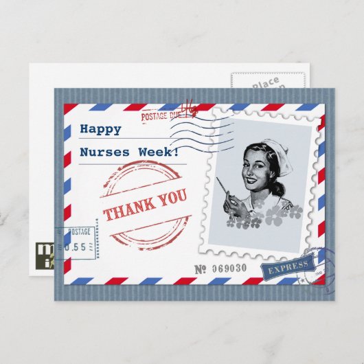 幸せなナース週間。レトロナース ポストカード (正面/裏面)
