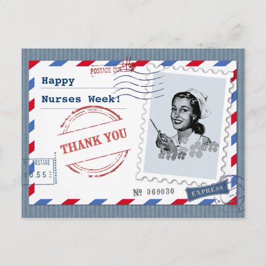 幸せなナース週間。レトロナース ポストカード (正面)