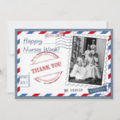 幸せなナース週間。ヴィンテージナースフラットカード サンキューカード (正面)