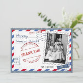 幸せなナース週間。ヴィンテージナースフラットカード サンキューカード (スタンド正面)
