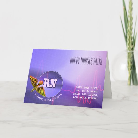 幸せなナース週間。医療用カドゥセウスカード サンキューカード (正面)