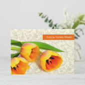 幸せなナース週間。春チューリップフラットカード カード (スタンド正面)