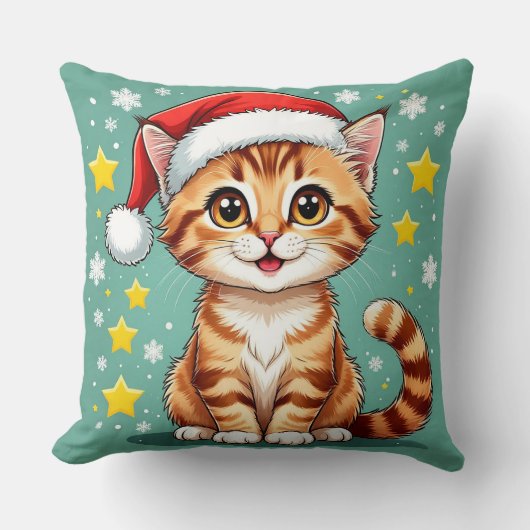 🎅幸せなネコのクリスマスシーン🐾 クッション (正面)