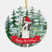 幸せなハウリデイズ ボストンテリア 犬のクリスマス オーナメント (正面)