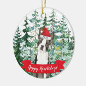 幸せなハウリデイズ ボストンテリア 犬のクリスマス オーナメント (左)
