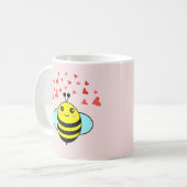 幸せなハチ恋するハート コーヒーマグカップ (正面左)