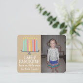 幸せなハヌカーのよくはしゃぐな（ユダヤ教）メノラーの写真カード シーズンカード (スタンド正面)