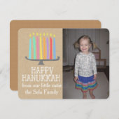 幸せなハヌカーのよくはしゃぐな（ユダヤ教）メノラーの写真カード シーズンカード (正面/裏面)