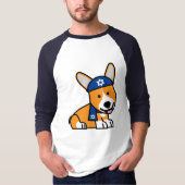 幸せなハヌカーのユダヤ人のコーギーのコーギー犬の子犬 Tシャツ (正面)