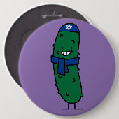 幸せなハヌカーのユダヤ人のピクルスのピクルス 缶バッジ (正面&裏面)