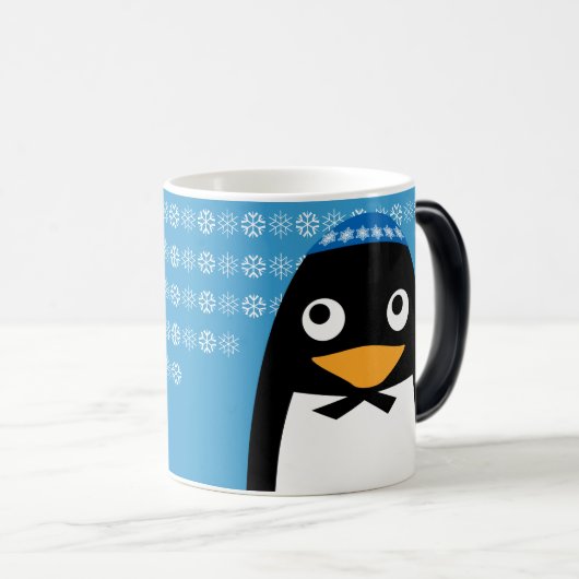 幸せなハヌカーのユダヤ人のペンギンのヤムルカ モーフィングマグカップ (正面右)