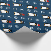 幸せなハヌカーのユダヤ人のペンギンのヤムルカ ラッピングペーパー (角)