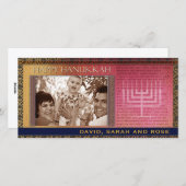 幸せなハヌカーの写真の挨拶状のテンプレート シーズンカード (正面/裏面)