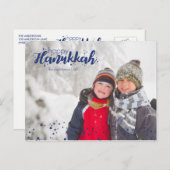 幸せなハヌカーの雪の泡写真の郵便はがき シーズンポストカード (正面/裏面)