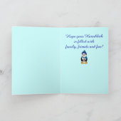 幸せなハヌカーペンギンおよびDreidel シーズンカード (内部)