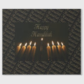 幸せなハヌカーランプの(ユダヤ教)メノラーは蝋燭のハヌカー(ユダヤ教の祭り)をつけます ラッピングペーパー (フラット)