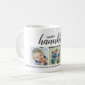 幸せなハヌカー3つの写真およびカスタムな文字 コーヒーマグカップ (正面左)