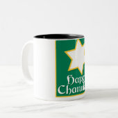 幸せなハヌカー（ユダヤ教の祭り） ツートーンマグカップ (正面左)