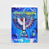 幸せなハヌカー! （ユダヤ教）メノラー シーズンカード (裏面)