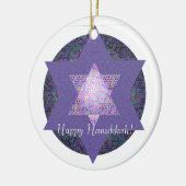 幸せなハヌカー! 多彩ダビデの星 セラミックオーナメント (左)