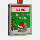 幸せなハリネズミのパーソナライズなクリスマスのオーナメント メタルオーナメント (右)