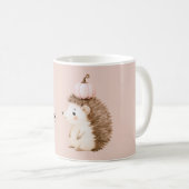 幸せなハリネズミ ピンクのかぼちゃ コーヒーマグカップ (正面右)