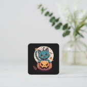 幸せなハロウィンにゃ猫とカボチャ! スクエア名刺 (スタンド正面)
