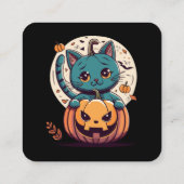 幸せなハロウィンにゃ猫とカボチャ! スクエア名刺 (裏面)