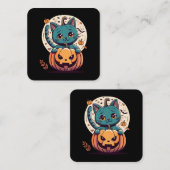幸せなハロウィンにゃ猫とカボチャ! スクエア名刺 (正面/裏面)