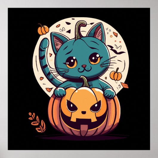 幸せなハロウィンにゃ猫とカボチャ! ポスター (正面)