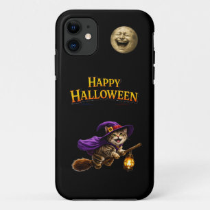 幸せなハロウィン、子猫と笑う月 iPhone 11 ケース