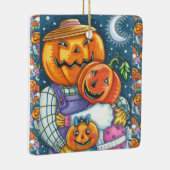 幸せなハロウィーンのカボチャのちょうちんカラフルファミリー セラミックオーナメント